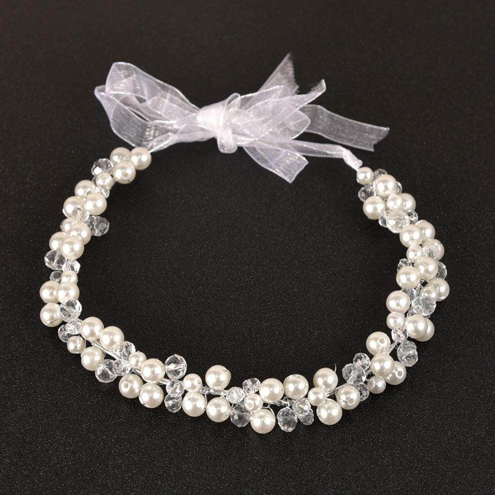 Bridal headwear for girls Pearl headband Headband with yarn band 583256976866 - COCOMELODY